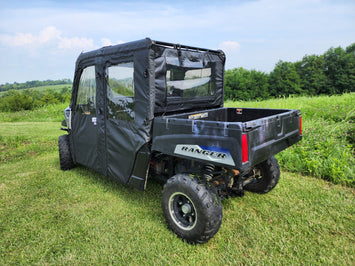 Polaris Ranger Crew 570 Mid Size - 4 Passenger - BLACK - Full Cab Enclosure for Hard Windshield - 3 Star UTV