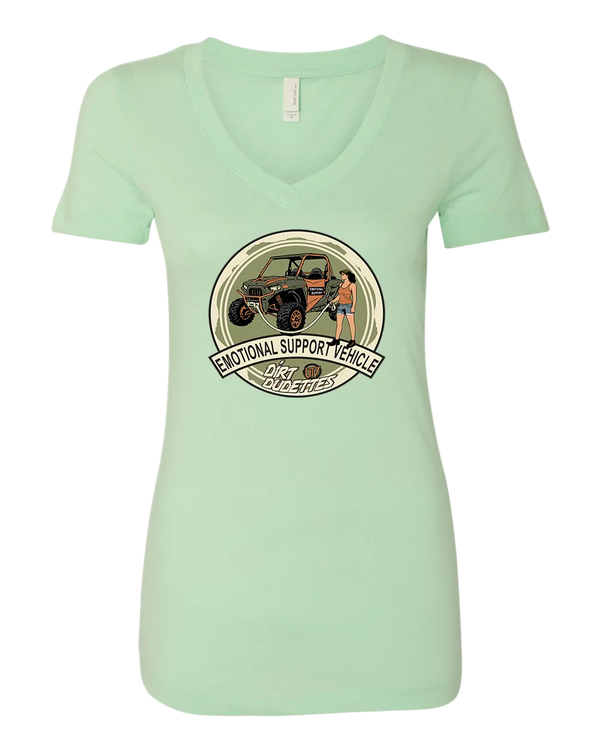 Emotional Support Vehicle V-Neck - Mint