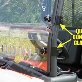 Bison 400U/200U/200P - 2 Pc Scratch-Resistant Windshield w/Vent and Clamp Options - 3 Star UTV