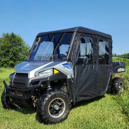 Polaris Ranger Crew 570 Mid Size - 4 Passenger - BLACK - Full Cab Enclosure for Hard Windshield - 3 Star UTV